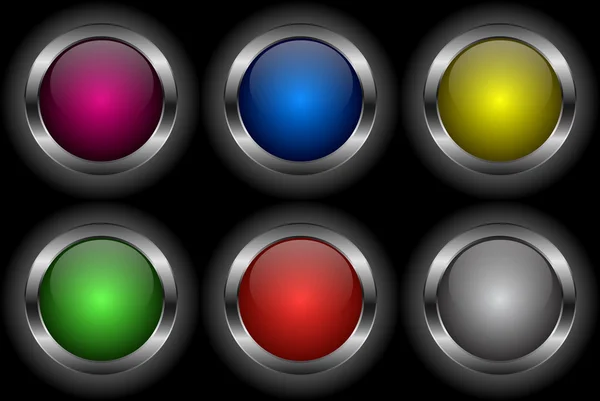 Ensemble d'icône de bouton brillant — Image vectorielle