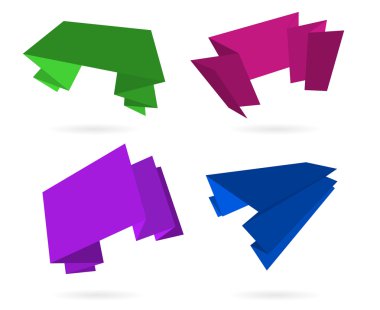 renk origami etiketleri kümesi