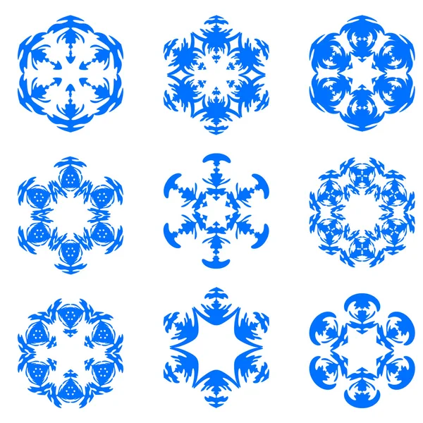 Φορέα που μπλε νιφάδες χιονιού που απομονώνονται — Διανυσματικό Αρχείο