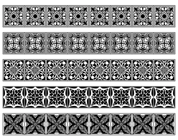 Conjunto de cinco vectores art deco bordes — Archivo Imágenes Vectoriales