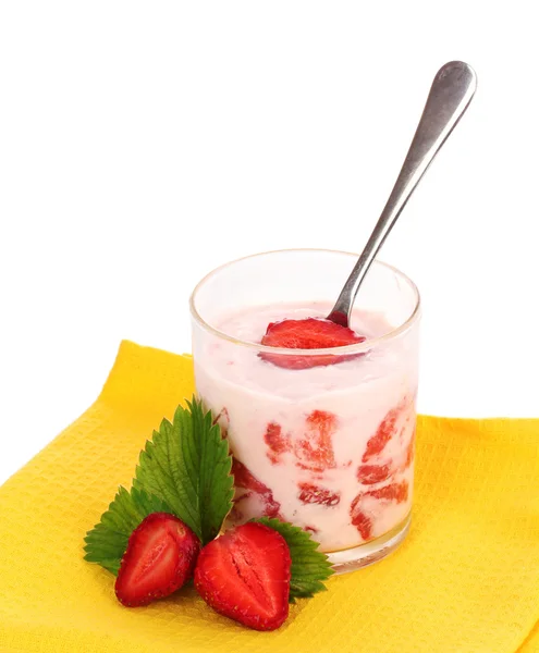 Joghurt és eper — Stock Fotó
