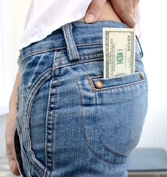 stock image Dollar banknote in jeans pocket