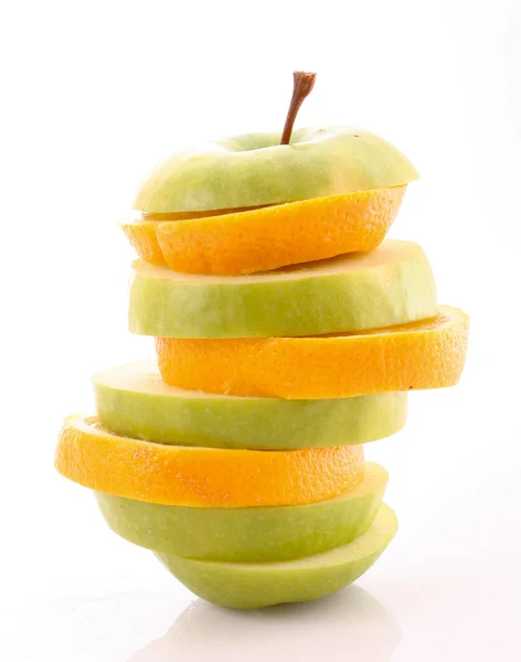 Plasterki jabłka i pomarańczy — Zdjęcie stockowe