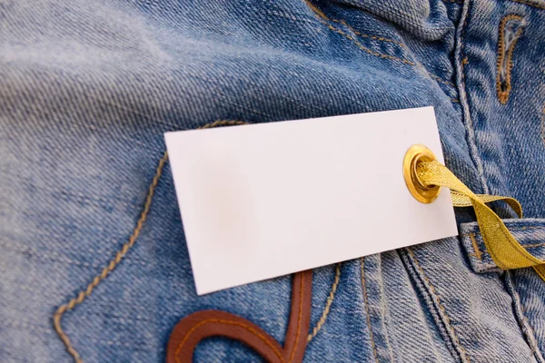 Label on the blue jeans — Stock Photo, Image