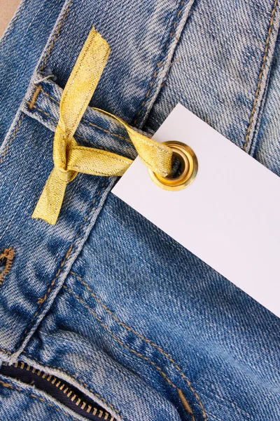 Label on the blue jeans — Stock Photo, Image