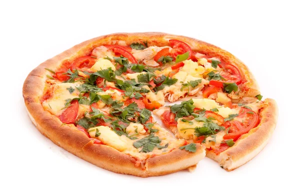 Lezzetli İtalyan pizza üzerine beyaz — Stok fotoğraf