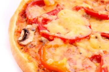 beyaz izole lezzetli pizza