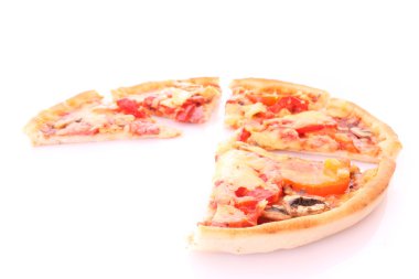 beyaz izole lezzetli pizza