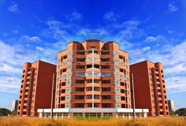 Apartments flats in high rise building in brick with beautiful clipart