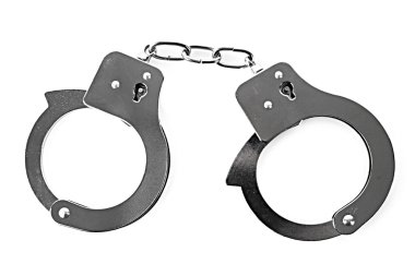 Silver handcuffs isolated on white background clipart