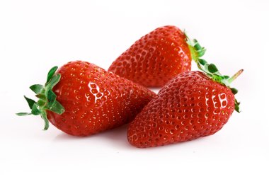 Three stawberries isolated on white clipart