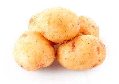 birkaç patates üzerine beyaz izole