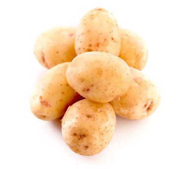 birkaç patates üzerine beyaz izole