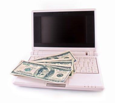 birkaç doları banknot izole laptop