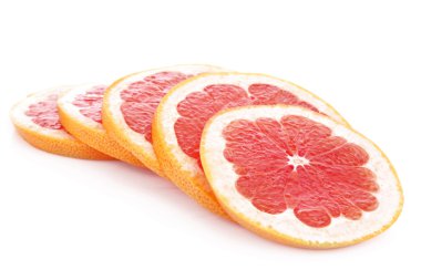 Sliced pink grapefruit isolated on white clipart