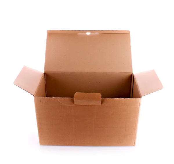 Χάρτινο κουτί που απομονώνεται σε λευκό — Φωτογραφία Αρχείου