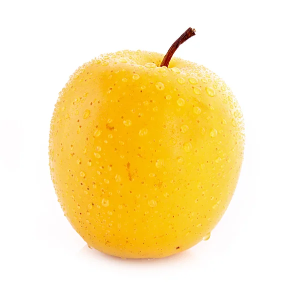 Κίτρινο μήλο που απομονώνονται σε λευκό — Φωτογραφία Αρχείου