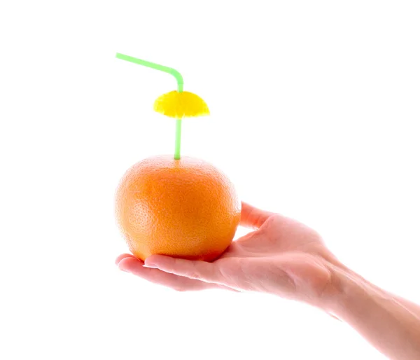 Elszigetelt fehér kezét grépfrútra — Stock Fotó
