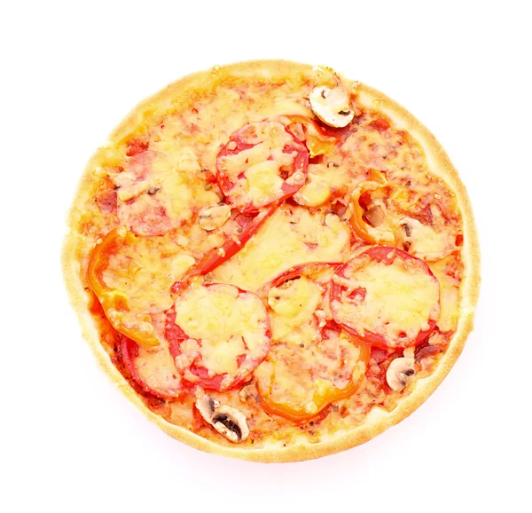 Pizza saborosa isolada em branco — Fotografia de Stock