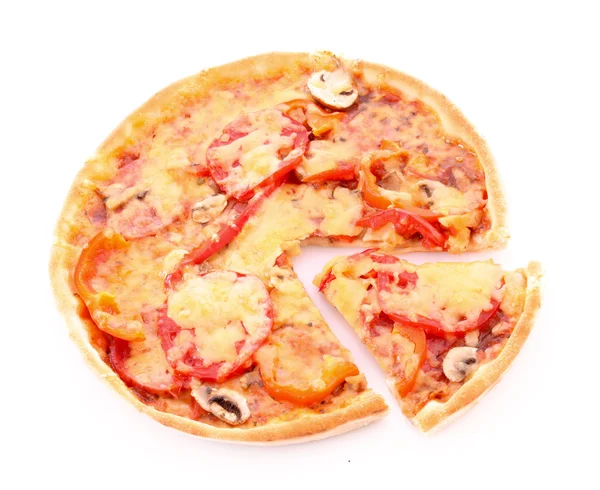 Νόστιμη πίτσα που απομονώνονται σε λευκό — Φωτογραφία Αρχείου