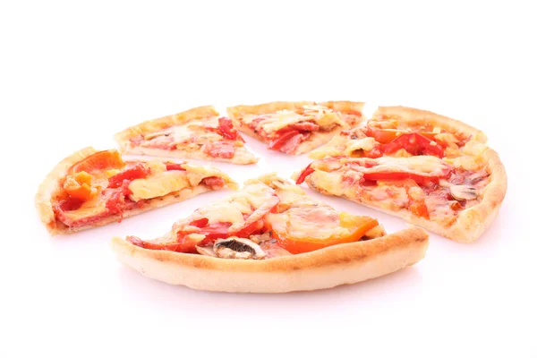 Smakelijke pizza geïsoleerd op wit — Stockfoto
