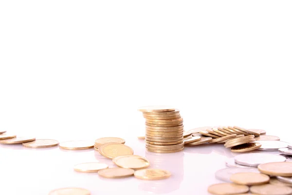 Many coins on white background — Stock Photo, Image
