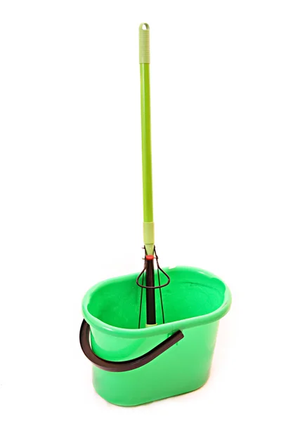 Swab and bucket isolated on white — Stock Photo, Image