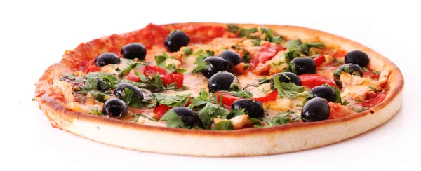 Tasty Pizza with olives isolated on white — Stock Photo, Image