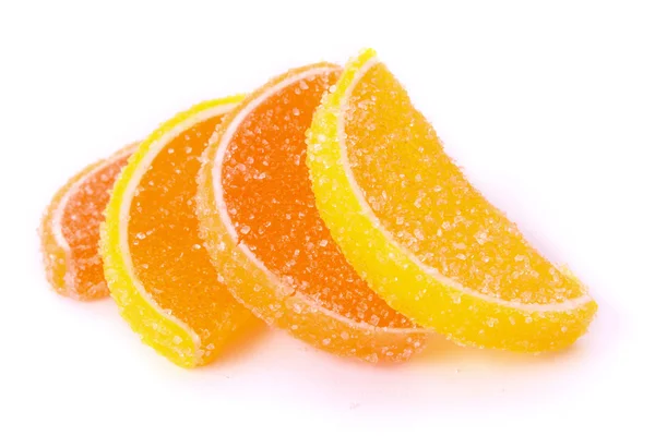 Ζελέ μερικές φέτες λεμόνι φρούτων απομονωθεί σε λευκό — Φωτογραφία Αρχείου