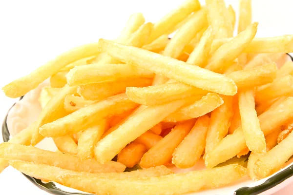 Leckere Pommes frites Kartoffeln auf weiß — Stockfoto
