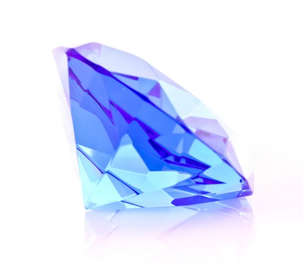 白で隔離される巨大なブルー ダイヤモンド — ストック写真
