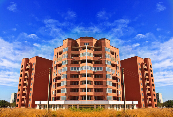 Apartments flats in high rise building in brick with beautiful