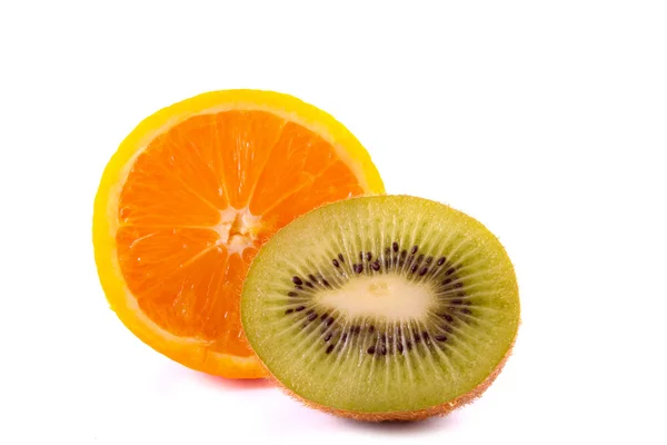 stock image Orange and kiwi isolated on white