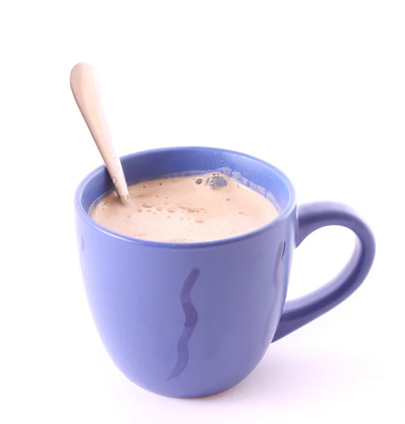 Kopje koffie met melk over Wit — Stockfoto