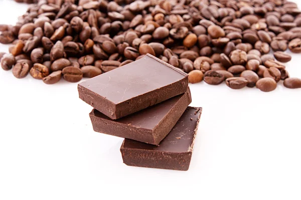 巧克力和咖啡咖啡豆 — 图库照片