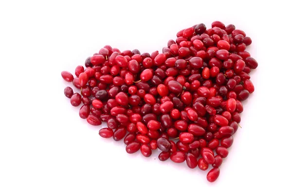 Cranberries em forma de coração sobre fundo branco — Fotografia de Stock