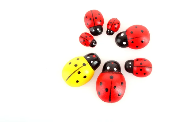 Toy ladybirds isolated on white — Stock Photo, Image