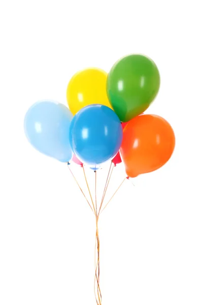 Летящие воздушные шары, изолированные на белом — стоковое фото