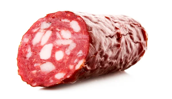 Smoked sausage isolated on white — Stock Photo, Image