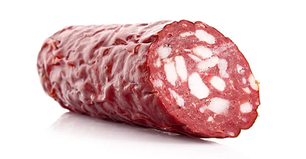 Smoked sausage isolated on white — Stock Photo, Image