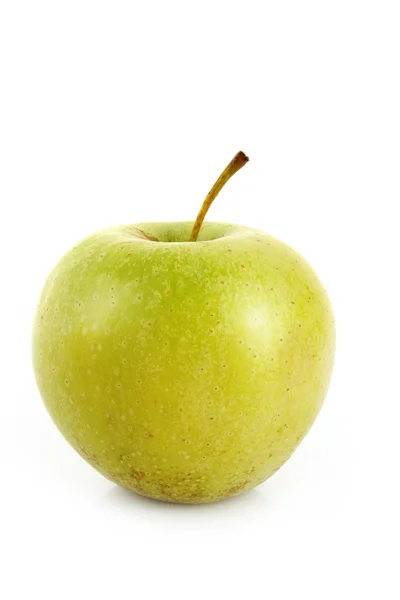Świeże zielone jabłko smaczne na białym tle — Zdjęcie stockowe