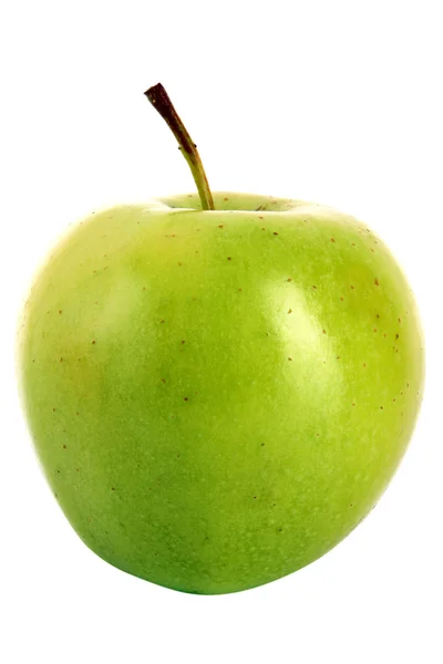 Świeże zielone jabłko smaczne na białym tle — Zdjęcie stockowe