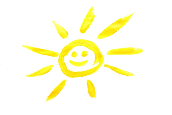 Солнце, нарисованное ребенком — стоковое фото
