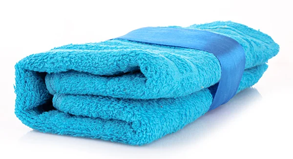 Modrý ručník izolovaných na bílém — Stock fotografie