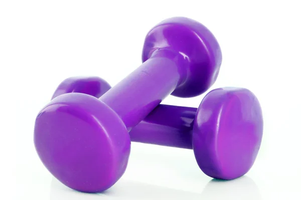 Un par de pesas púrpuras aisladas en blanco —  Fotos de Stock