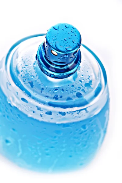 Blue perfume bottle white background — Stock Photo, Image