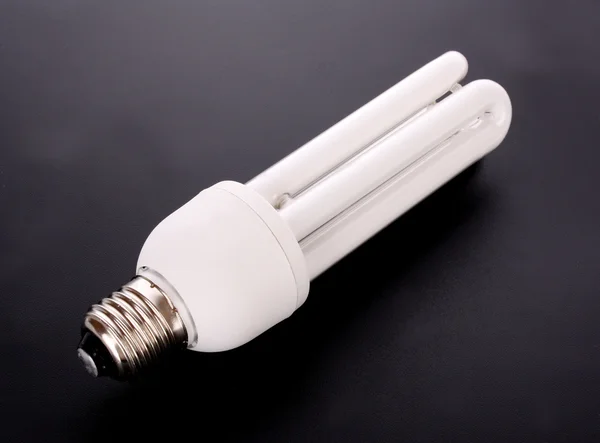 Energy saving light bulb on black — Stock Photo, Image