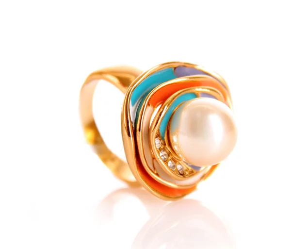 Golden ring isolated on white — Stock Photo, Image