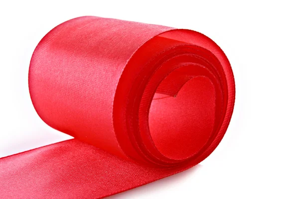 Red textile roll isolated on white — Stock Photo, Image
