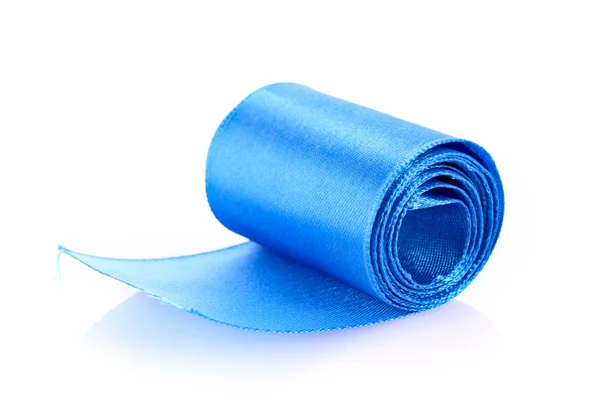 Blauwe textiel roll geïsoleerd op wit — Stockfoto
